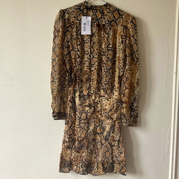 ba&sh Rackel Ruched Snake-Print Georgette Mini Dress XS - Picture 10 of 16